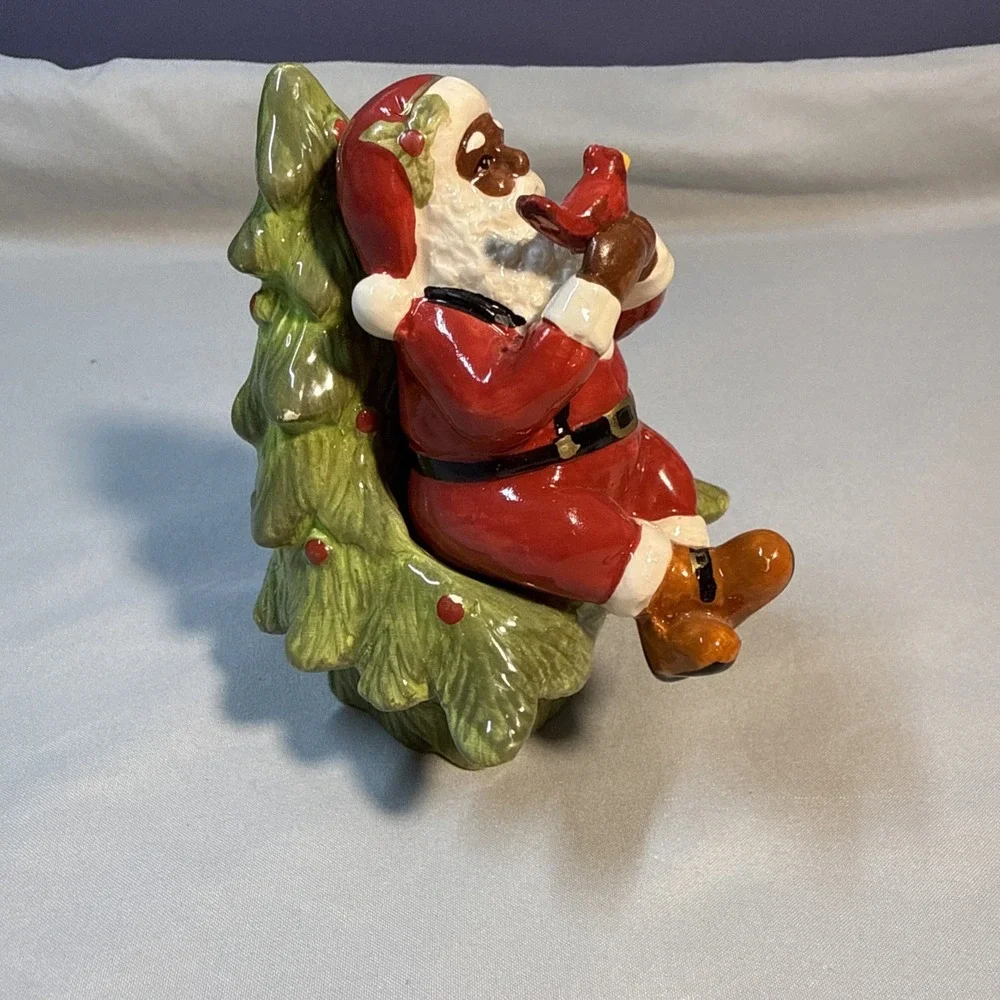 Vintage Cracker Barrel Season of Peace Black Santa Salt Pepper Shaker Christmas